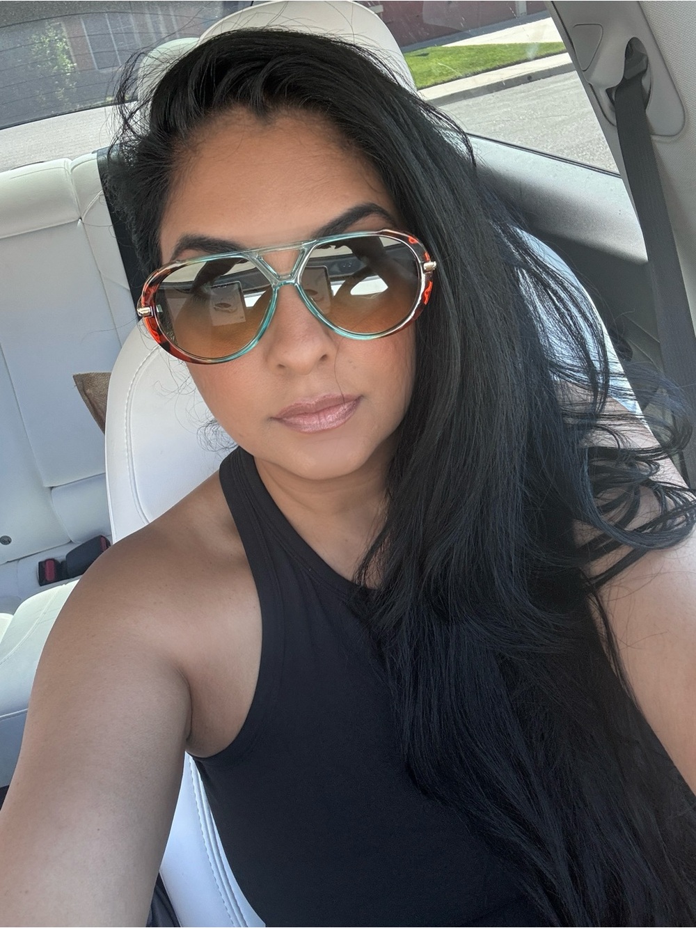 Aviator Style Gradient Lens Sunglasses - Brown/Tortoiseshell Turquoise Modern